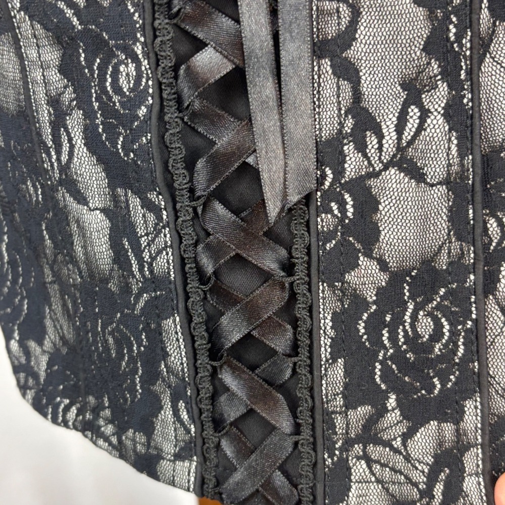 Royal Bones Black Lace Overlay Tank Top - Picture 5 of 10